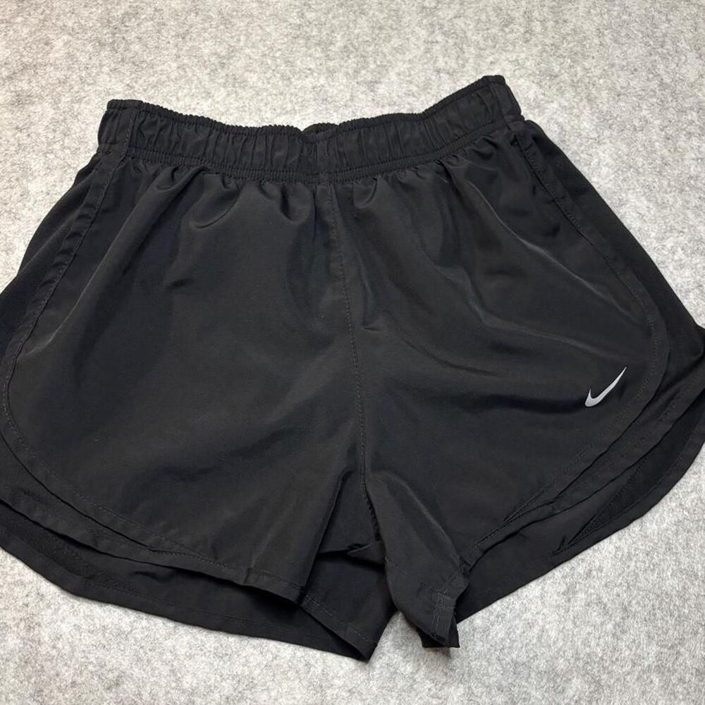 Nike Dri-Fit Running Shorts Womens Size Small S Black Curved Hem Athletic Gym